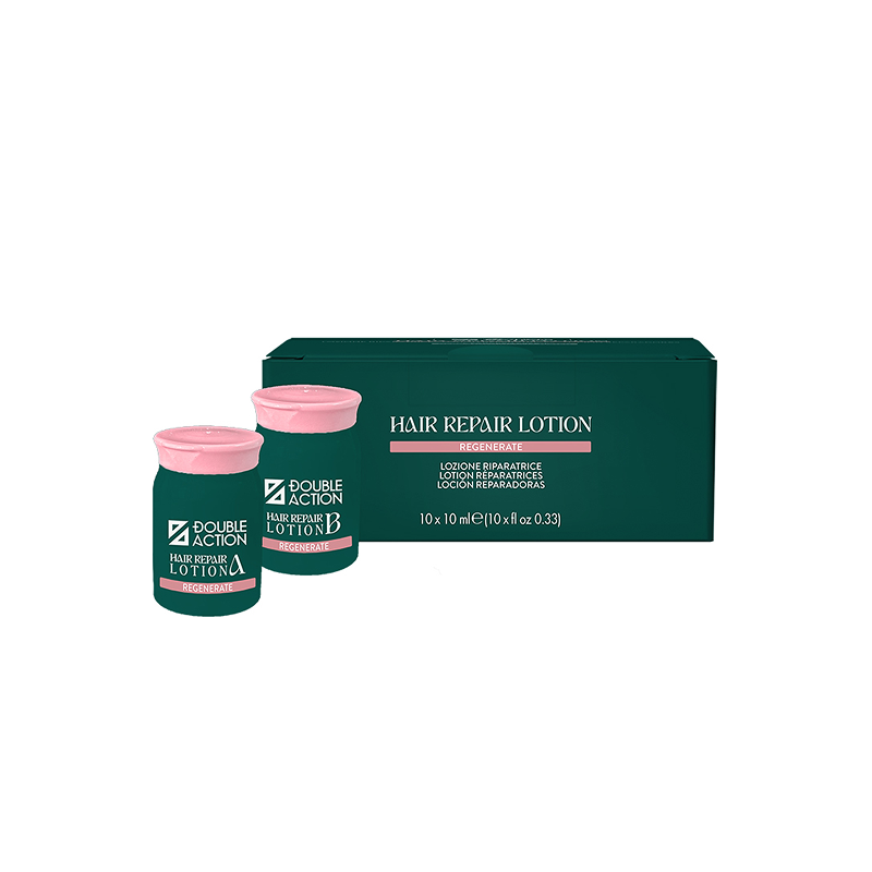 Hair Company Professional Double Action Hair Repair Losion A+B (10x10ml) je profesionalni dvokomponentni sistem za dubinsku obnovu ekstremno oštećene kose.