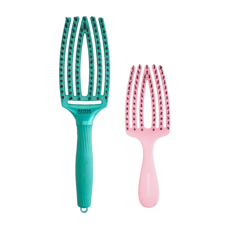 Olivia Garden Fingerbrush Earth Green + Kids Mini Pink